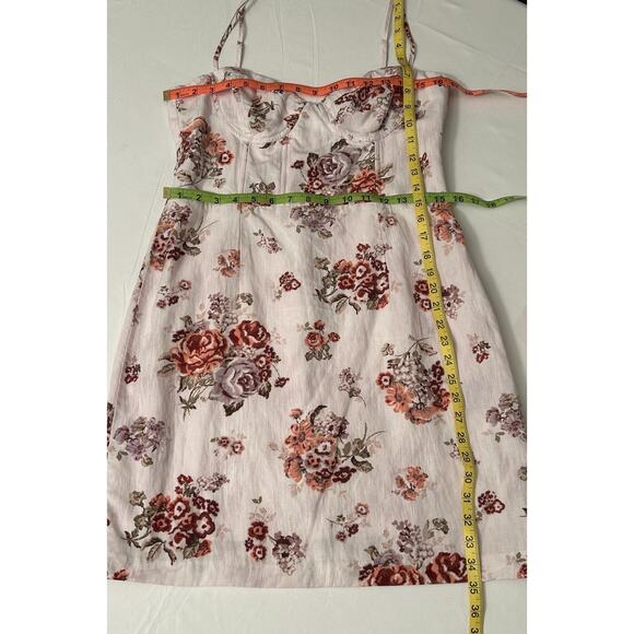 Brock Collection x H&M Powder Pink Corset Dress sz. M Twee Linen Blend Floral - Picture 3 of 8